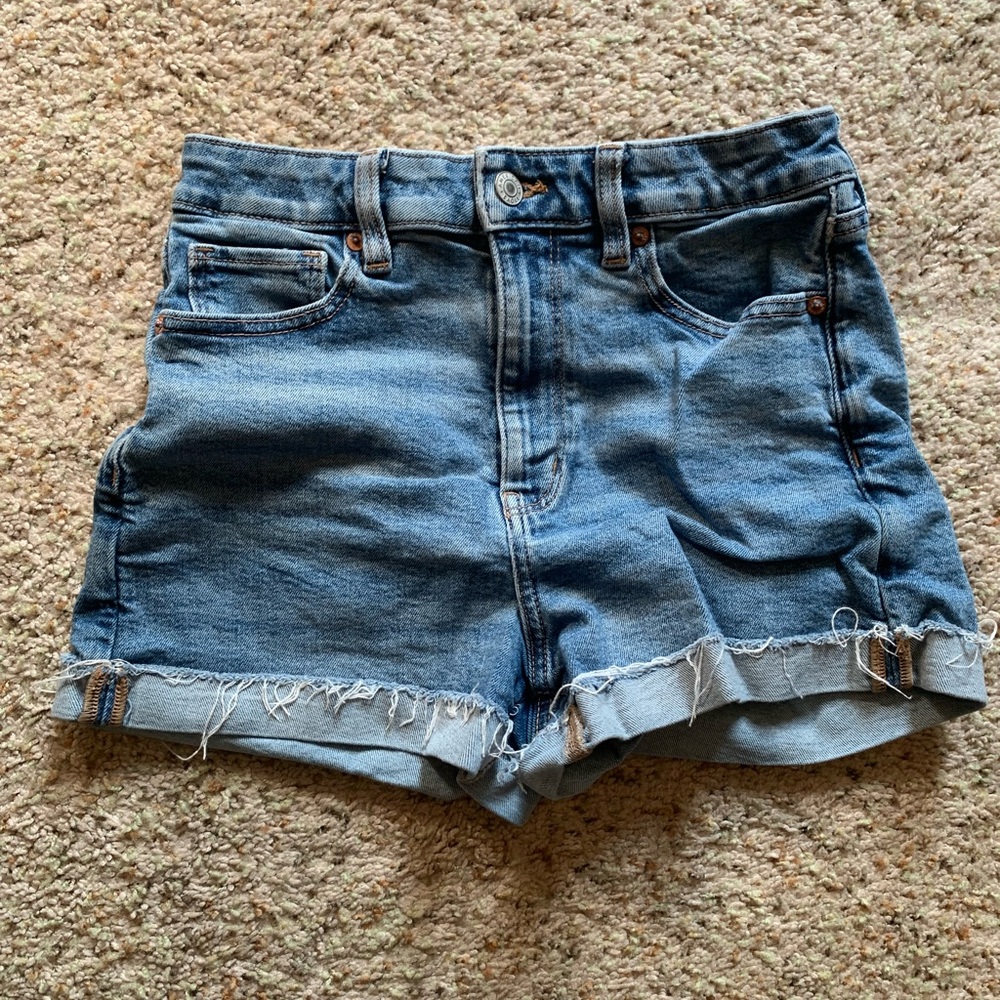 American Eagle Outfitters Blue Jean Shorts Distressed Cut-Off Style
